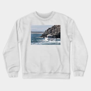 Serenity III Farne Islands tour boat moves near a Guillemot colony Crewneck Sweatshirt